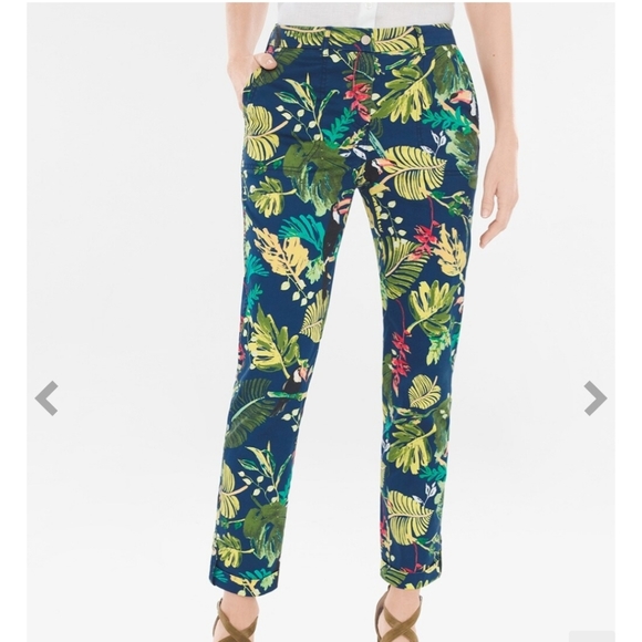 nwt CHICO'S comfort waist luxe tropical cuffed pant 1 ankle length trouser 8/M - Picture 1 of 11